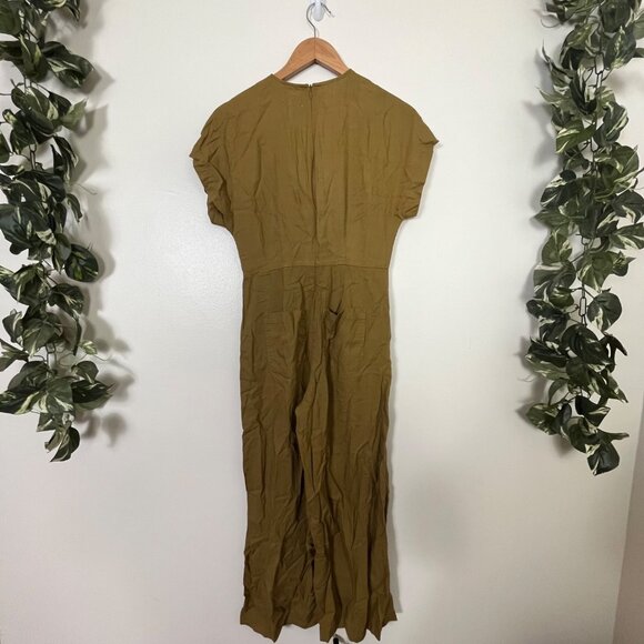 Marine Layer V-Neck Cap Short Sleeve Pocket Jumpsuit Mustard Women’s Size XS - Picture 2 of 13